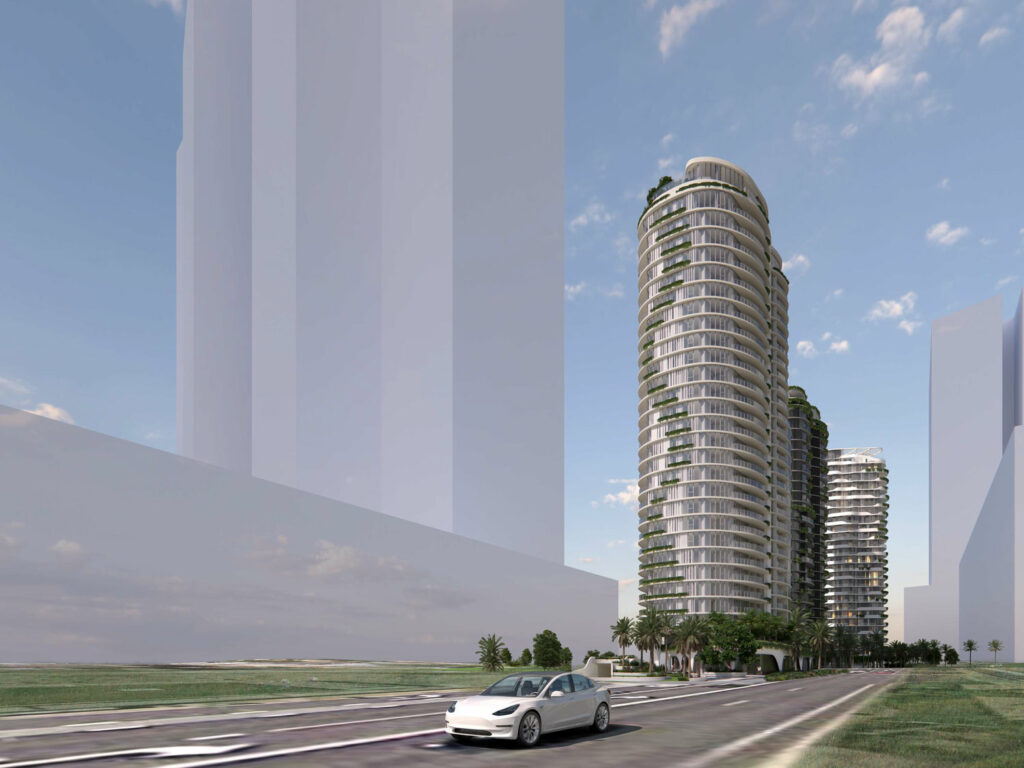 Architectural rendering of stage 3 of Mirvac's Sky Precinct at Newstead