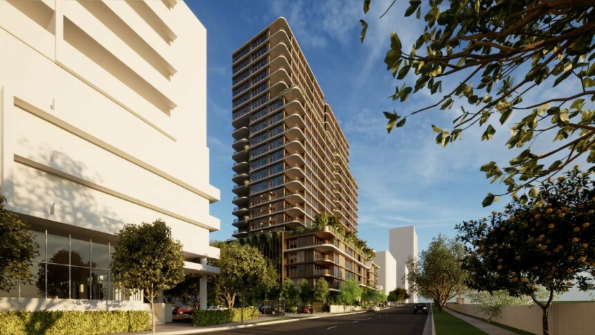Architectural rendering of the proposed 73 – 83 Linton Street, Kangaroo Point development