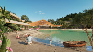 Architectural rendering of PRAX Studio's vision for Mt Coot-Tha Quarry 