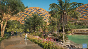 Architectural rendering of PRAX Studio's vision for Mt Coot-Tha Quarry 