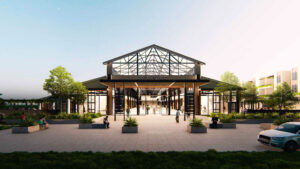 Architectural rendering of Bulimba Barracks retail market shed 