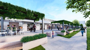 Architectural rendering of Bulimba Barracks retail market shed 