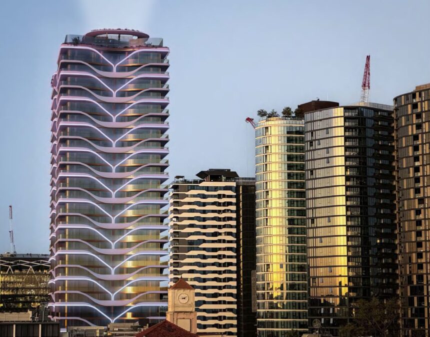 Architectural rendering of the proposed residential-led tower at 286 St Pauls Terrace, Fortitude Valley