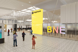 Artist's impression of upgraded Brisbane International Departures area