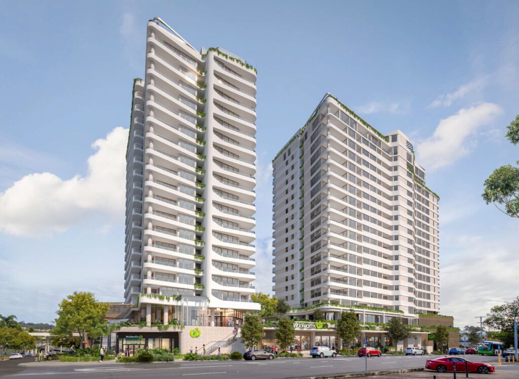 Architectural rendering of proposed Albion TOD by Woolworths development arm Fabcot