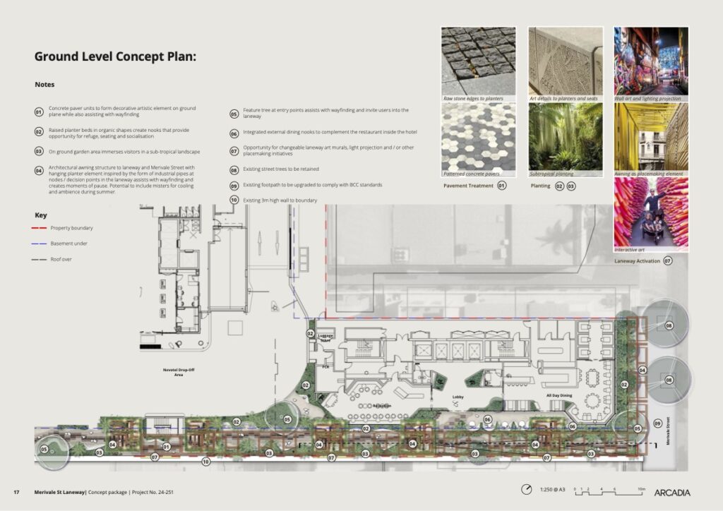 Landscape concept plan for ground floor laneway