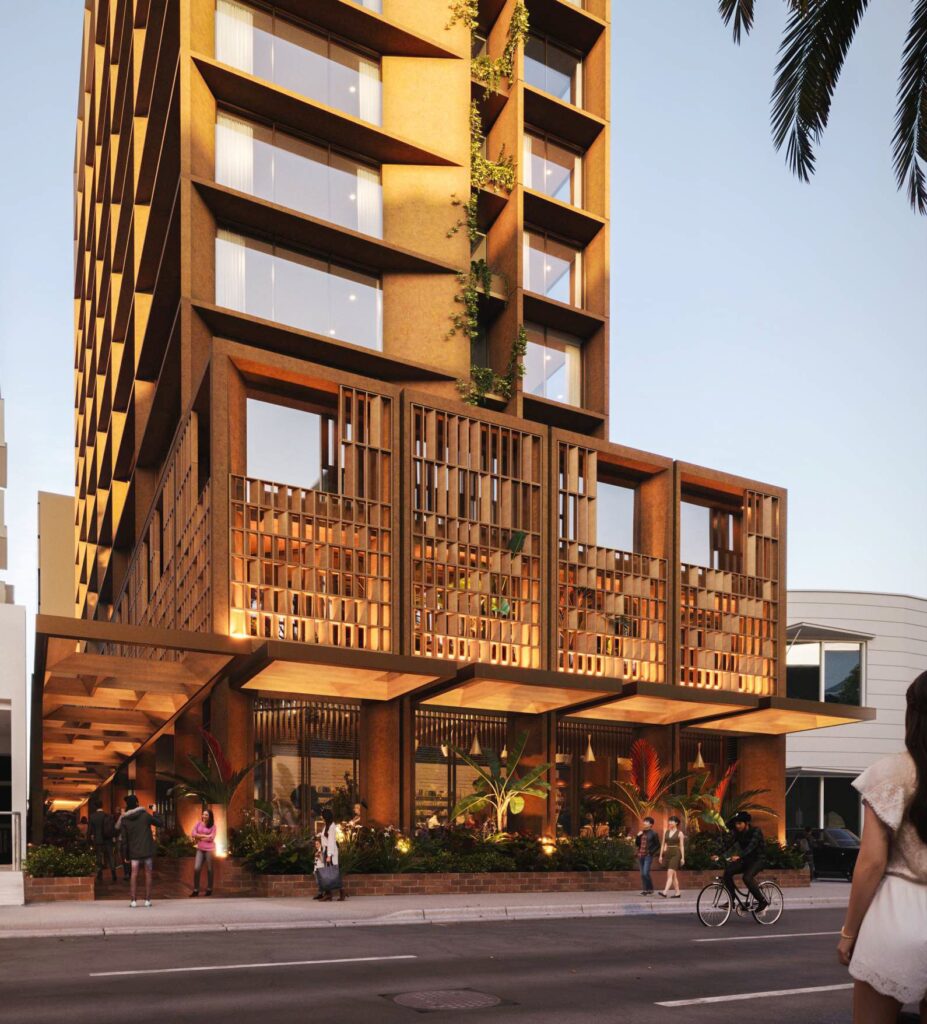 Architectural rendering of 70 Merivale Street & 38-
40 Cordelia Street, South Brisbane Hotel development