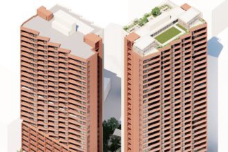 Architectural rendering of Pellicano's proposed residential BTR buildings at 332-334 Water St, Bowen Hills