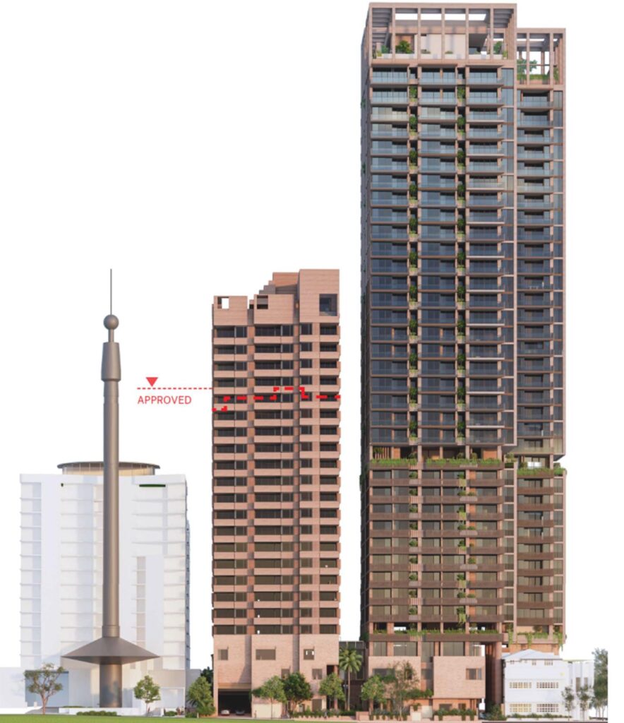 Architectural rendering of Aria's proposed 164 Melbourne St, South Brisbane