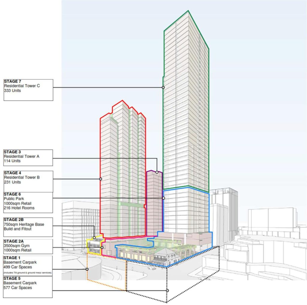 Development scheme of Aria's 164 Melbourne St, South Brisbane