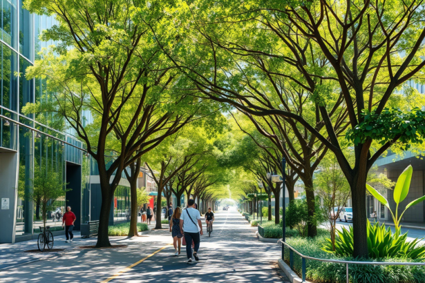 AI rendering of a Brisbane street with lots of tree cover