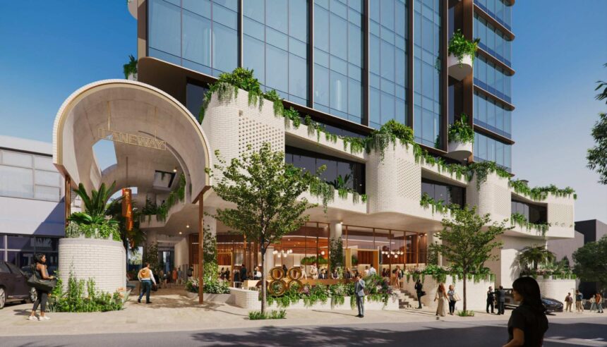 Architectural rendering of Goldfields proposed commercial tower at 88 Robertson St, Fortitude Valley